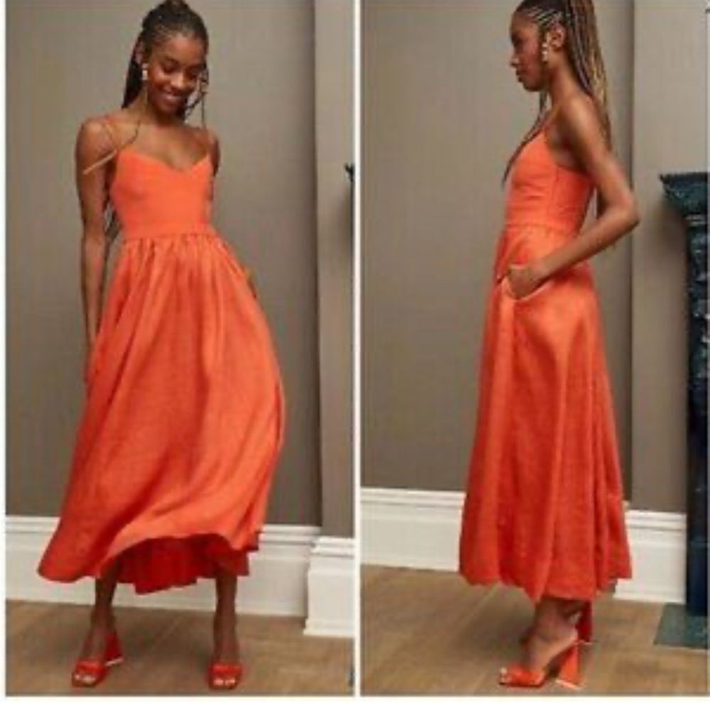 NWT La Ligne Tracy Maxi Dress in Tangerine